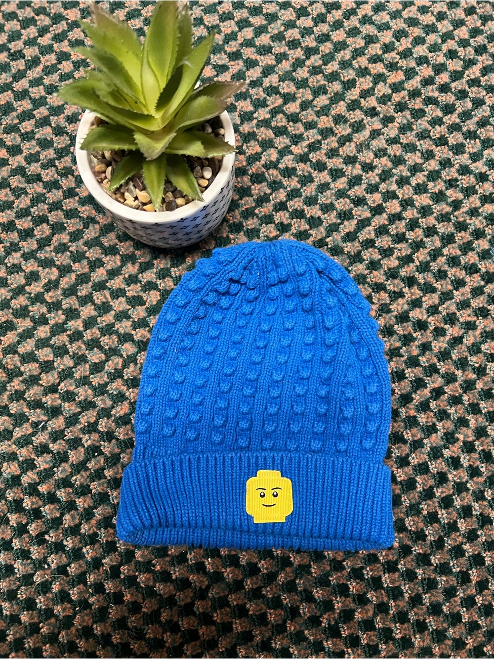Lego Blue Knit Hat with Red Logo Patch